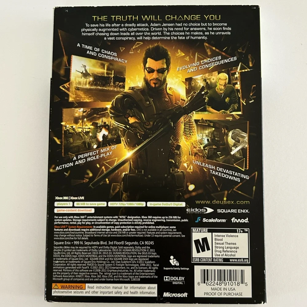 🦋 5/$25 - Deus Ex: Human Revolution Video Game for Xbox 360